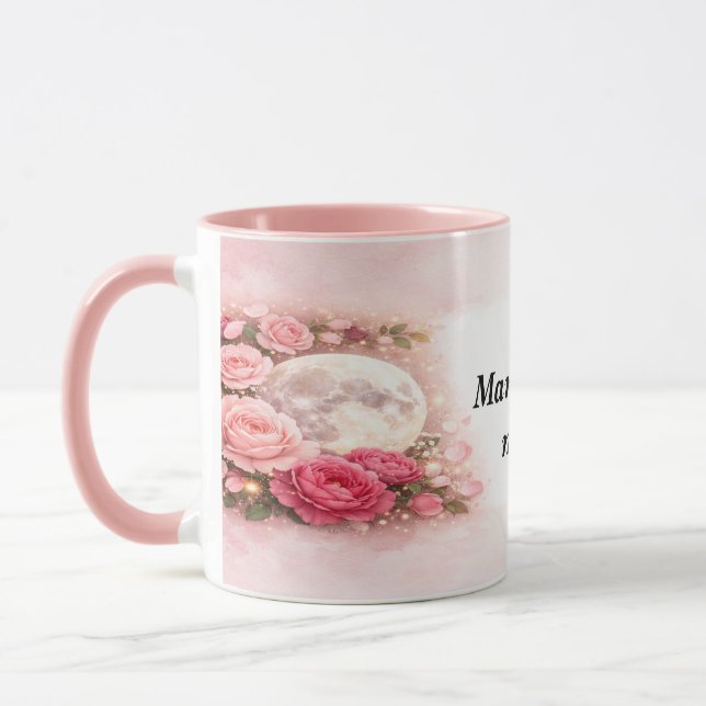 Caneca Mama You Are My Moon Pink Floral Moon Mug (Esquerda)