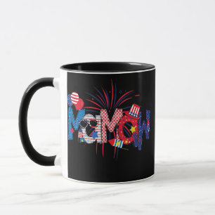 Caneca Mamãe do Dia 4 de Julho de Mamãe Doodle Fogos de A