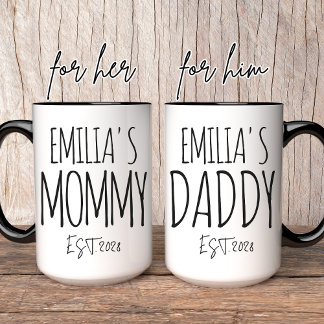 Caneca Mamãe e Pai - Mug Personalizado | Novo presente da