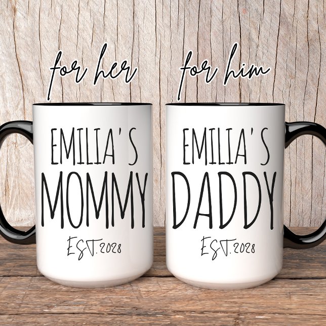 Caneca Mamãe e Pai - Mug Personalizado | Novo presente da (mommy and daddy mug, personalized mommy mug, custom daddy mug, mug for mom, mug for dad,)