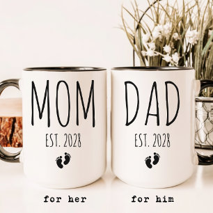 Caneca Mamãe e Papai Revelação de Bebê com Letra Elegan