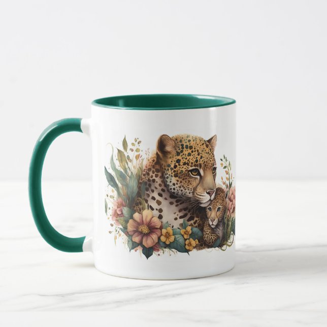 Caneca Mamãe Guepardo e Filhote (Esquerda)