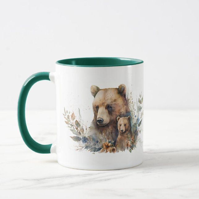 Caneca Mamãe Urso Marrom e Filhote (Esquerda)