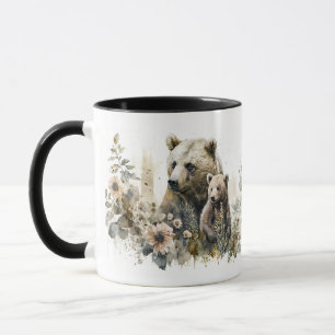 Caneca Mamãe Urso Pardo e Filhote