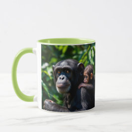 Caneca Maman chimpanzés promène son bébé.