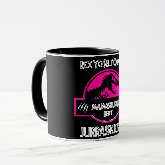Caneca Mamasaurus Reekt Mãe Dinossauro Café (Frente Esquerda)