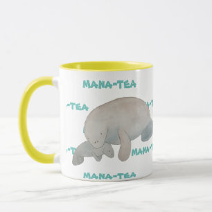 Caneca Mana-tea Funny Pun Manatee