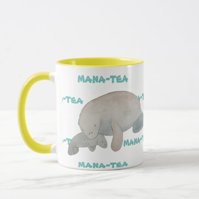 Caneca Mana-tea Funny Pun Manatee (Esquerda)