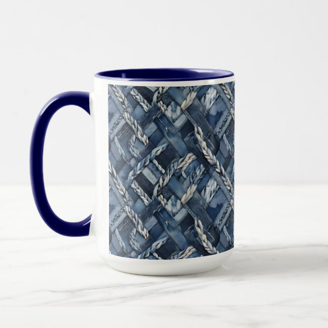Caneca Mancha Escura De Denim E Braids (Esquerda)