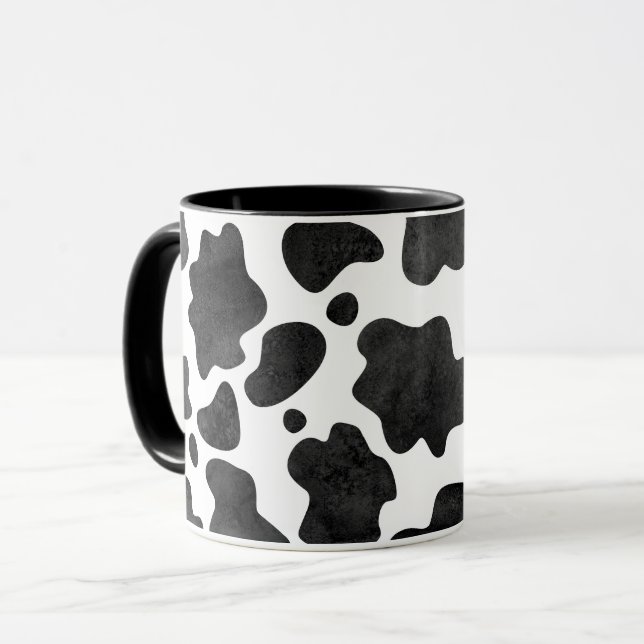 Caneca Manchas de Vaca Padrão Impressão em Preto e Branco (Frente Esquerda)