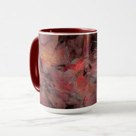 Caneca Manchas em tons vermelhos sobre fundo cinzento de 