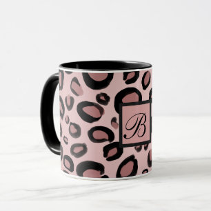 Caneca Manchas impressas de Leopardo pintadas a rosa e pr