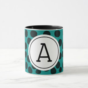 Caneca Manchas negras de aquarela com monograma