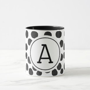 Caneca Manchas negras de aquarela com monograma