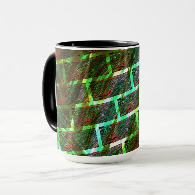 Caneca Manchas verdes e vermelhas, arranhões e efeito das (Frente Esquerda)