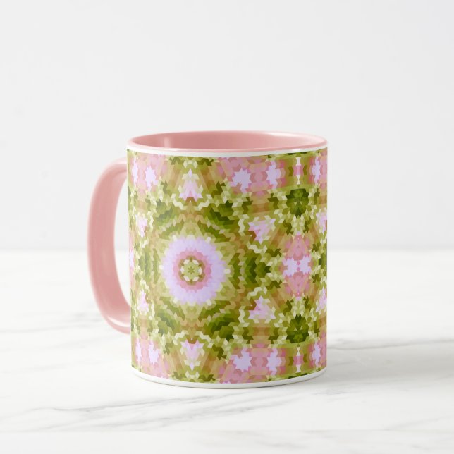 Caneca mandala abstrata caleidoscópio formas redondas de  (Frente Esquerda)