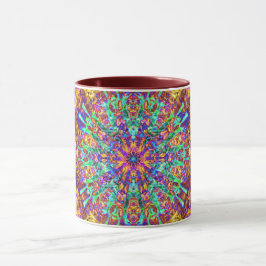 Caneca Mandala Abstrato Splash Fractal Retro Hippie Mug