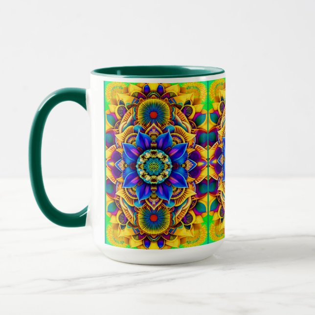 Caneca Mandala Azul Sunshine  (Esquerda)