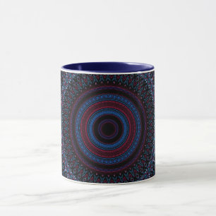 Caneca Mandala Círculos Geométricos Fractal Retro Hippie