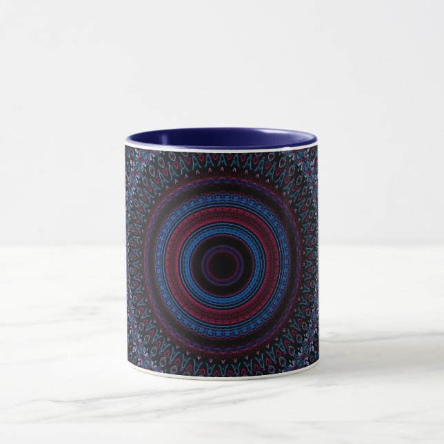 Caneca Mandala Círculos Geométricos Fractal Retro Hippie  (Centro)