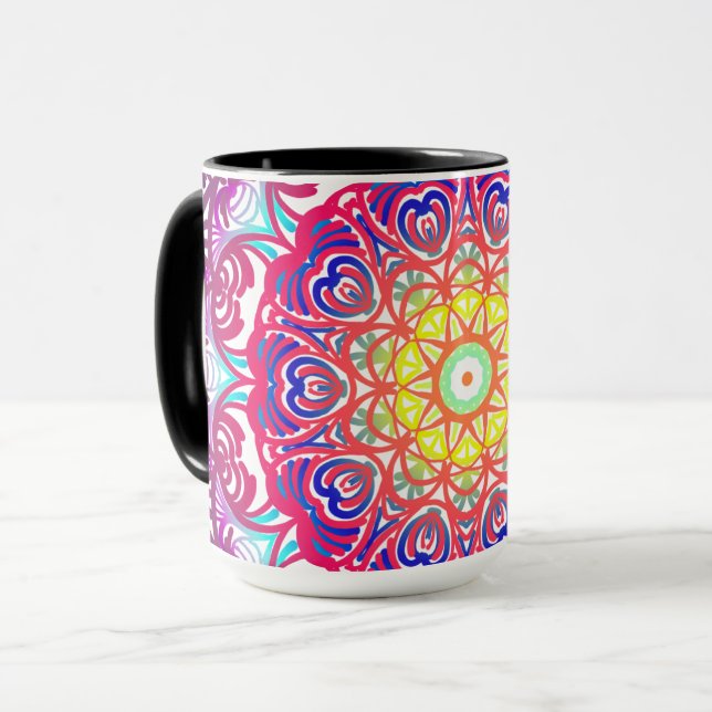 Caneca Mandala colorida (Frente Esquerda)