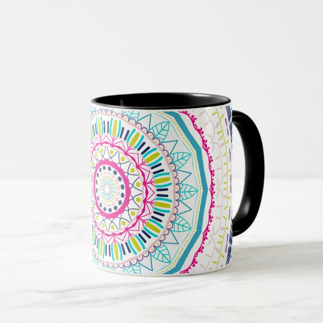 Caneca mandala colorida (Frente Esquerda)