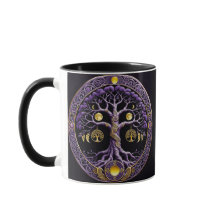 Mandalá da Árvore da Vida Roxo e Dourado