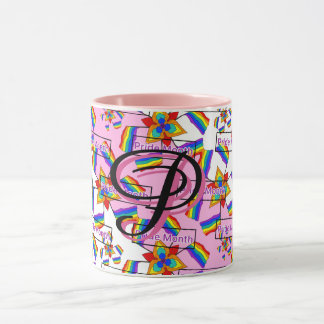 Caneca Mandala de Orgulho Monograma Arco-íris - Geométric
