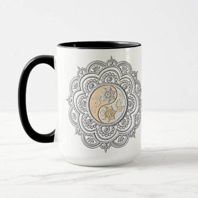 Caneca Mandala de Prata e Ouro (Esquerda)