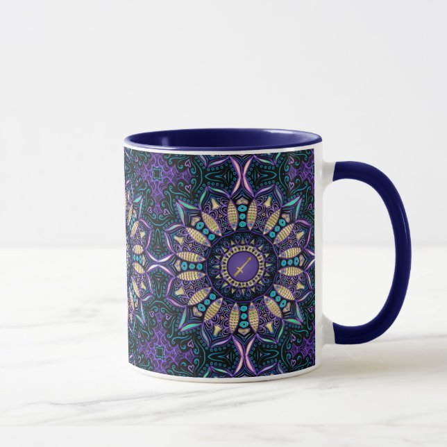 Caneca Mandala do Sagitário do sinal do zodíaco (Direita)