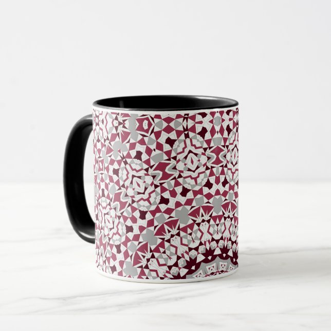 Caneca Mandala é burgundy-cinza (Frente Esquerda)