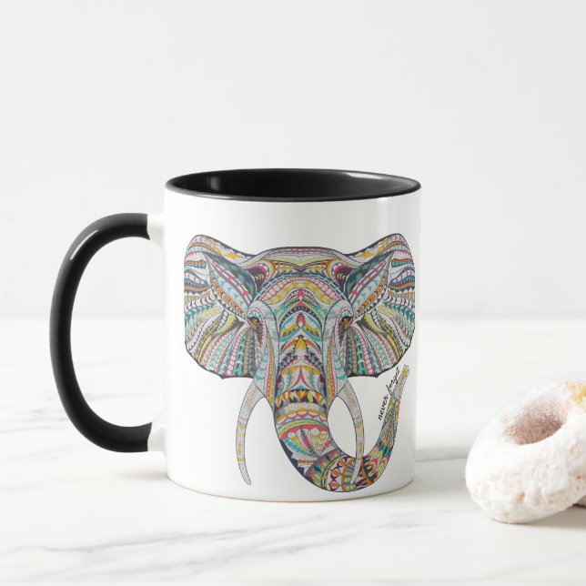 Caneca Mandala Elephant Coffee Mug (Com Donut)