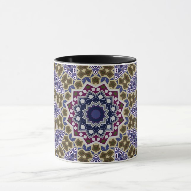 Caneca Mandala étnico folclórico abstrato ornamental trad (Centro)