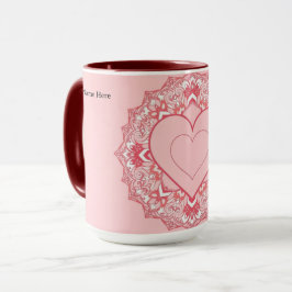Caneca Mandalá Geométrico Chic Personalizado Coração
