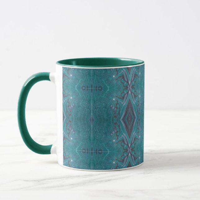Caneca Mandalá Geométrico Fluido Arte Boêmio Café M (Esquerda)
