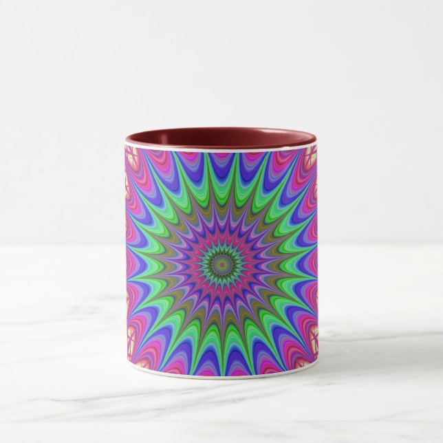 Caneca Mandala Geométrico Retro Hippie Mug. (Centro)