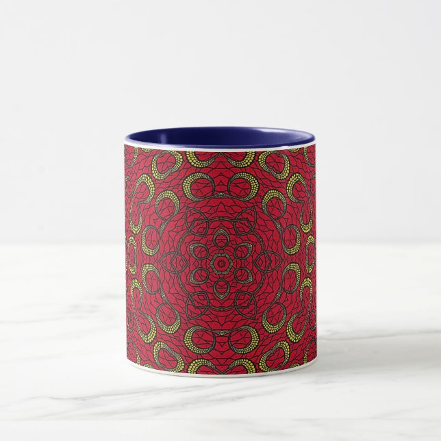 Caneca Mandala Geométrico Rosette Retro Hippie Mug (Centro)