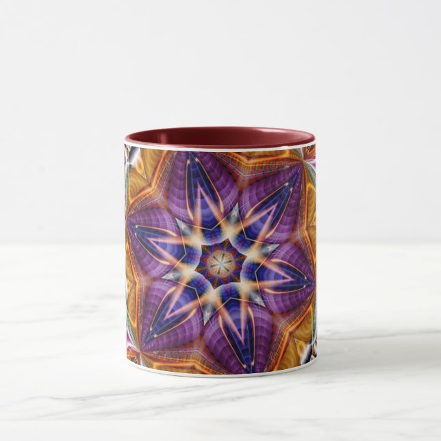 Caneca Mandala Geométrico Rosette Retro Hippie Mug (Centro)