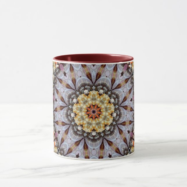 Caneca Mandala Geométrico Rosette Retro Hippie Mug (Centro)