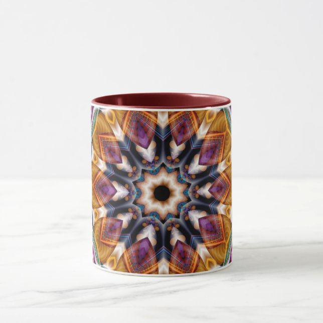 Caneca Mandala Geométrico Rosette Retro Hippie Mug (Centro)