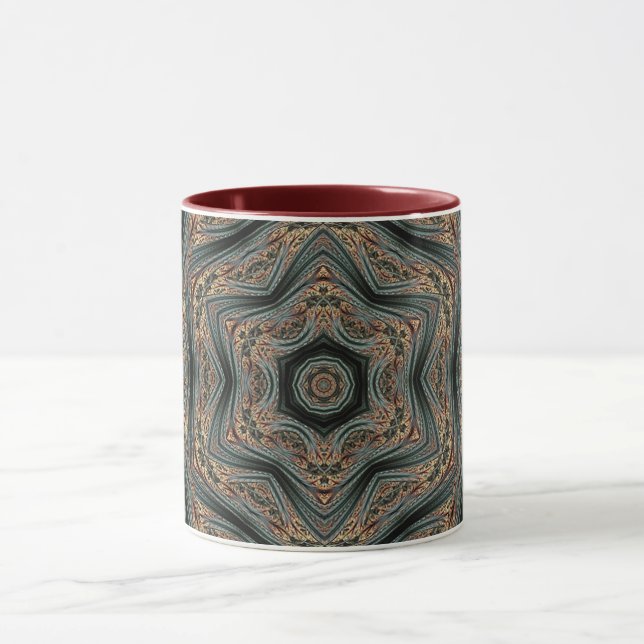 Caneca Mandala Geométrico Rosette Retro Hippie Mug (Centro)