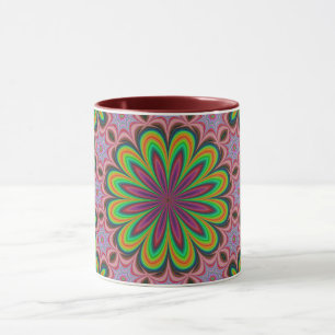 Caneca Mandala Geométrico Rosette Retro Hippie Mug