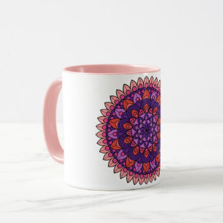 Caneca Mandala roxa e rosa