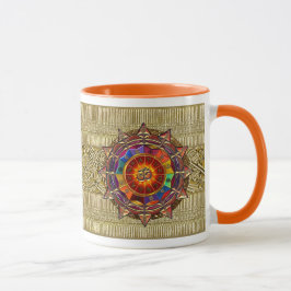 Caneca Mandala simbólica Dourado de Sun