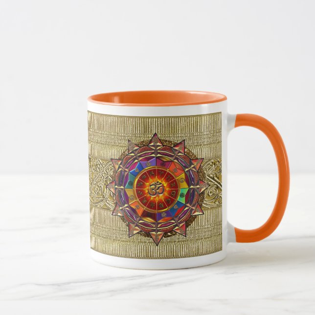 Caneca Mandala simbólica Dourado de Sun (Direita)