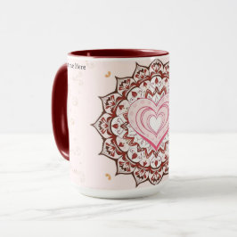 Caneca Mandalas de Coração Geométrico Personalizado Amor