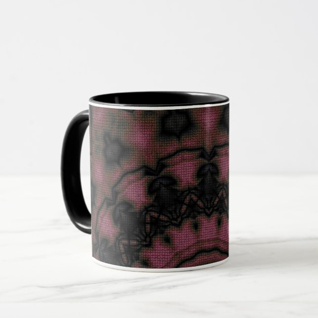 Caneca Mandalas padrão redondo caleidoscópio retro hippy (Frente Esquerda)