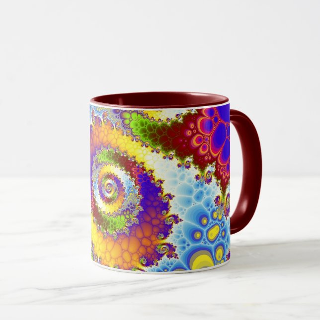 Caneca Mandelbrot Fractal Spiral (Frente Esquerda)