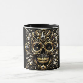 Caneca Mangueira do Crânio Negro e Dourado