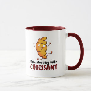 Caneca Manhã de Ocupação Personalizável com Croissant